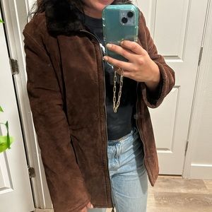 Genuine Leather Jacket With Faux Fur Lining
